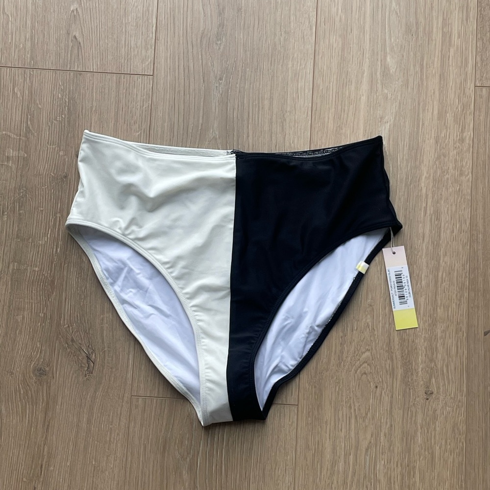 NWT summersalt Black and White High-Waisted Bikini Bottoms, 10